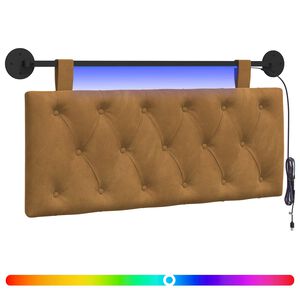 vidaXL Hangend hoofdbord Met LED-verlichting Bruin Fluweel