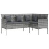 vidaXL Loungebank met kussens L-vormig poly rattan grijs