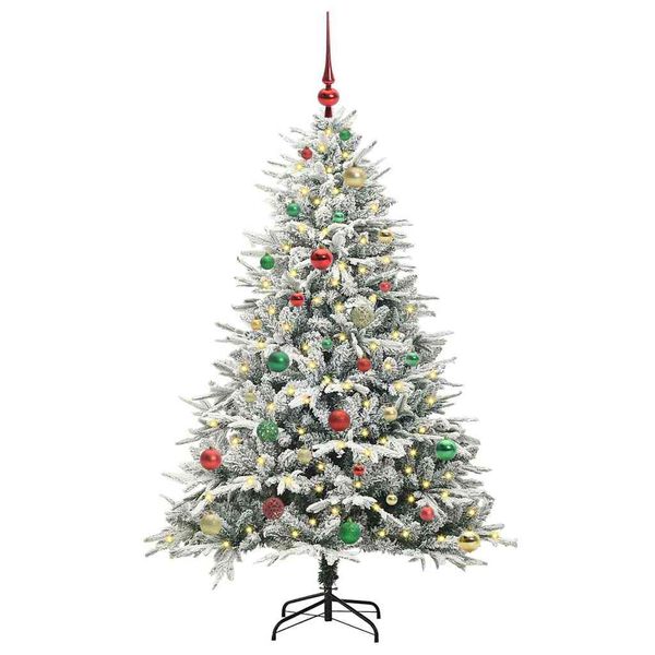 vidaXL Artificial Pre-lit Kerstboom met Ballenset Groen 150 cm
