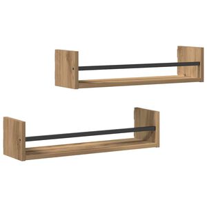 vidaXL Wandplank 2 st Artisan Eiken 60 x 16 x 14 cm