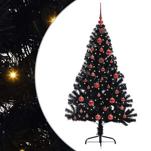 vidaXL Kunstmatig Voorverlicht Kerstboom met 150 LED Zwart 150 cm PVC