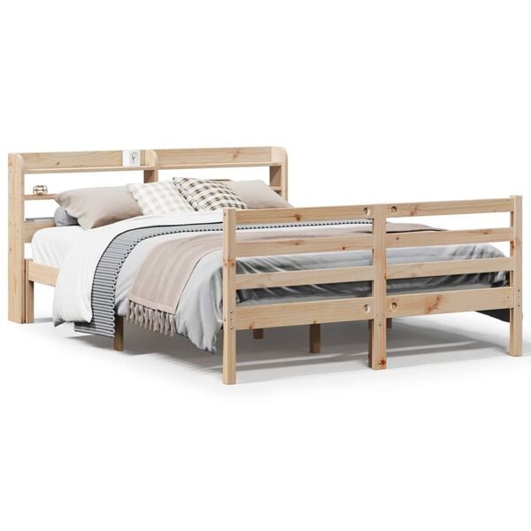 vidaXL Bedframe met hoofdbord massief grenenhout 150x200 cm