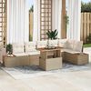 vidaXL Tuin Sofa Set met opslag 7 pcs Beige Poly riet