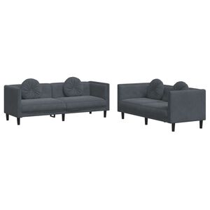 vidaXL 2-delige Loungeset met kussens fluweel donkergrijs