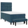 vidaXL Boxspring met matras fluweel donkerblauw 90x190 cm