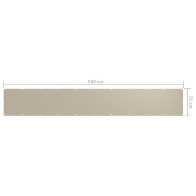 vidaXL Balkonscherm 75x500 cm oxford stof beige