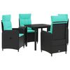 vidaXL Tuin eettafelset 5 st Zwart en Turquoise