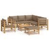 vidaXL 8-delige Loungeset met kussens bamboe taupe
