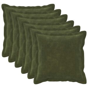 vidaXL Kussen 6 st HOUTEN Groen 30 x 30 cm Microfiber Fleece