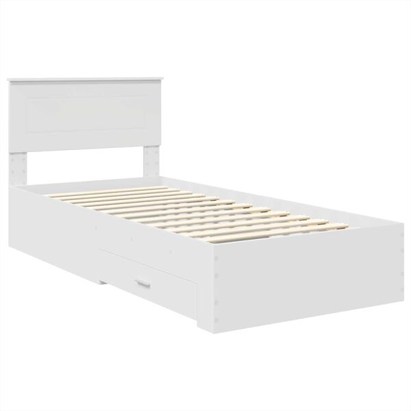 vidaXL Bedframe met hoofdeinde met lade Wit 90 x 190 cm Bewerkt hout