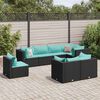 vidaXL 8-delige Loungeset met kussens poly rattan zwart