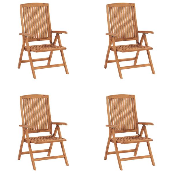 vidaXL Tuinstoelen 4 st verstelbaar met kussens massief teakhout