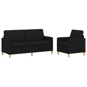 vidaXL Bankenset met opbergruimte 2 st Zwart Polyester