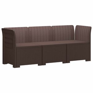 vidaXL 3-zits Tuinbank in Rattan Look PP Bruin