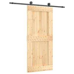 vidaXL Schuifdeur Naturel en Zwart 90 x 210 cm Massief Grenenhout
