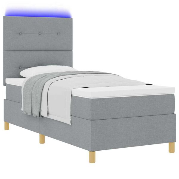 vidaXL Boxspring bed met matras Lichtgrijs 90 x 200 cm Stof