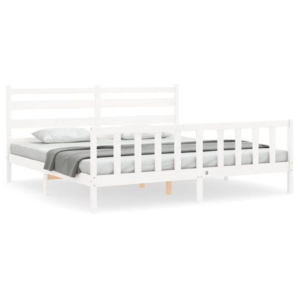 vidaXL Bedframe zonder matras massief grenenhout wit 200x200 cm