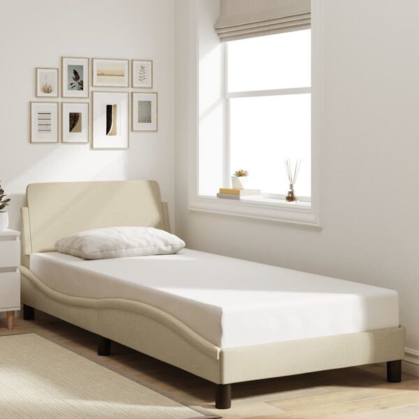 vidaXL Bedframe met hoofdeinde "Dover" 80x200 cm stof cr&egrave;me