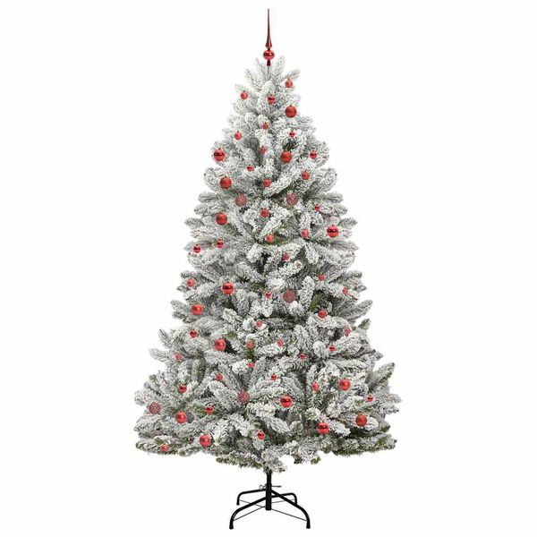 vidaXL Kunstkerstboom met 300 LED Groen en Wit 210 cm PVC en Metaal