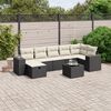 vidaXL 7-delige Loungeset met kussens poly rattan zwart