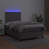 vidaXL Boxspring met matras en LED kunstleer grijs 120x190 cm