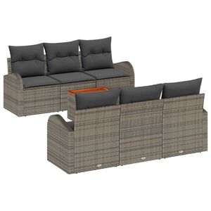 vidaXL Tuinbankenset met kussen 7 pcs Grijs poly rattan