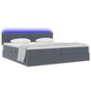vidaXL Opbergbed met LED met matras Donkergrijs 200 x 200 cm Fluweel