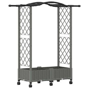 vidaXL Verhoogd Bed met Trellis en Dak Lichtgrijs 124 x 40 x 129 cm PP