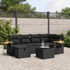 vidaXL 7-delige Loungeset met kussens poly rattan zwart