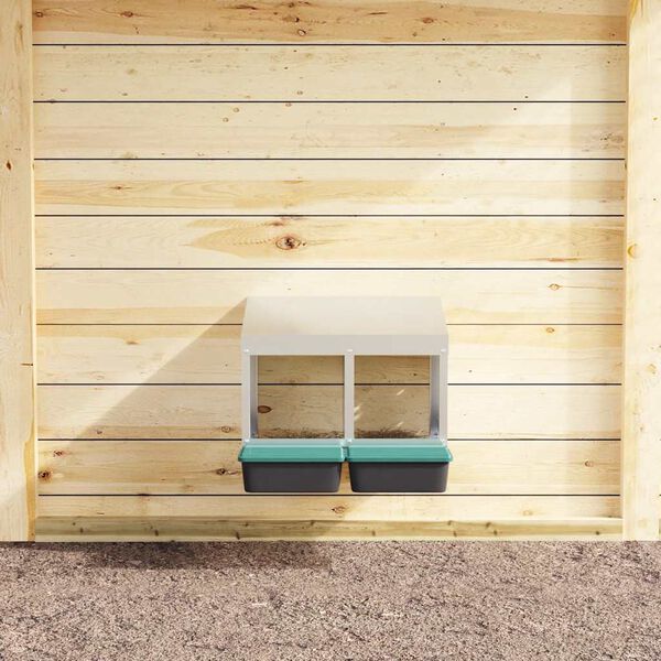 vidaXL Kippennestkast 2 compartimenten wandmontage gegalvaniseerd staal