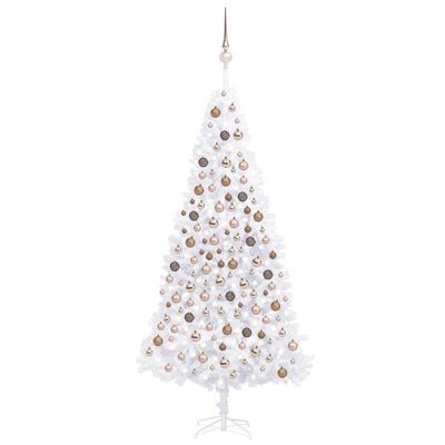 vidaXL Kunstkerstboom met verlichting en kerstballen 300 cm wit