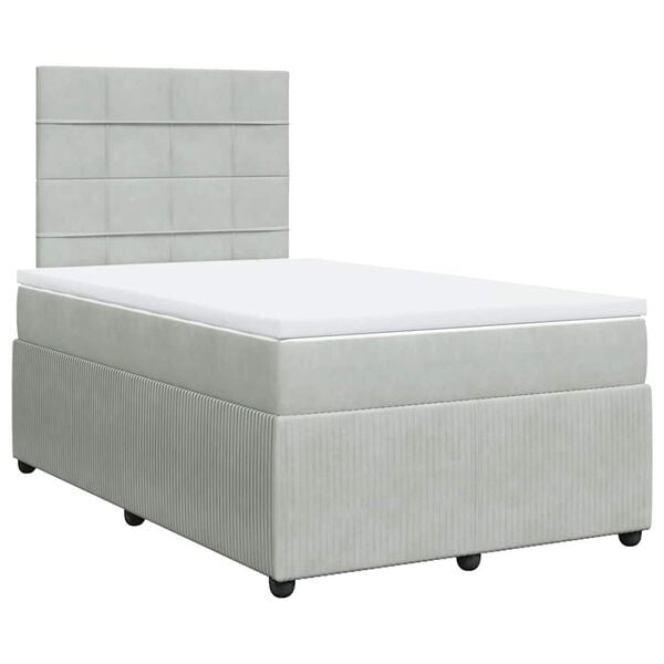 vidaXL Boxspring met matras fluweel lichtgrijs 120x190 cm