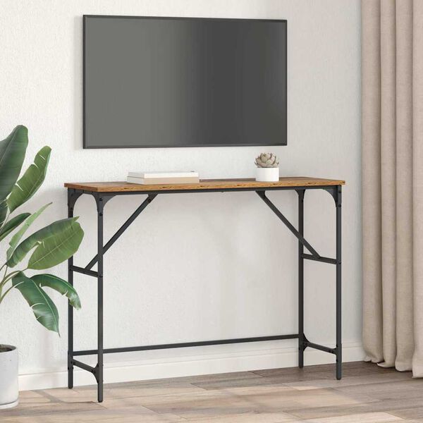 vidaXL Wandtafel Oudhout 100 x 32 x 75 cm Bewerkt hout