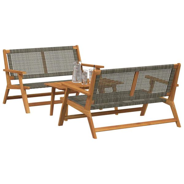 vidaXL Tuinstoelen met Tafel 3 pcs Grijs 90 x 45 x 40 cm