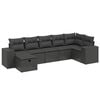 vidaXL 7-delige Loungeset met kussens poly rattan zwart