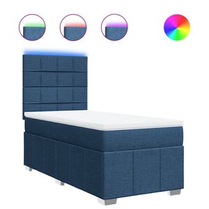 vidaXL Boxspring met matras stof blauw 90x200 cm
