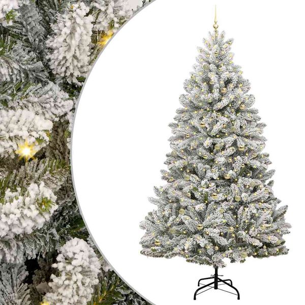 vidaXL Kunstkerstboom met 300 LED Groen en Wit 300 cm PVC en Metaal