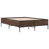 vidaXL Bedframe bewerkt hout metaal bruin eikenkleur 135x190 cm