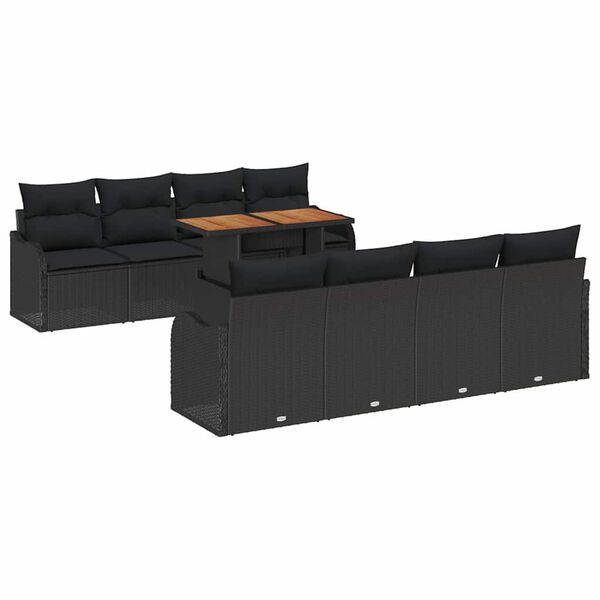 vidaXL Tuin Sofa Set met kussen 7 pcs Zwart
