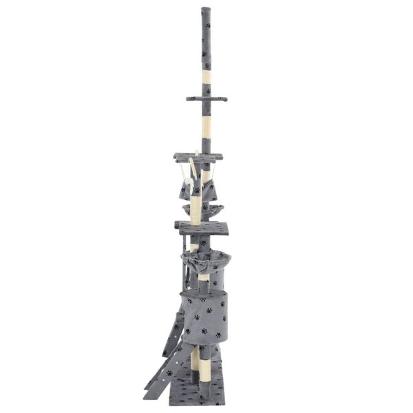 vidaXL Kattenpaal met sisal krabpalen 230-250 cm pootafdrukken grijs
