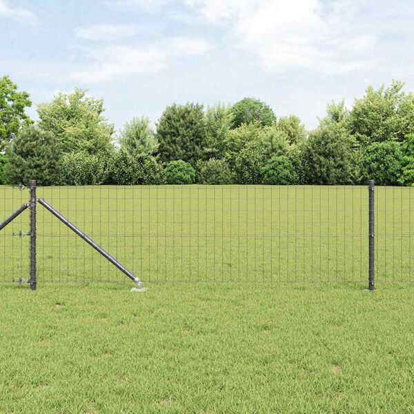 vidaXL Hecke met palen Grijs 0.6 x 50 m Staal