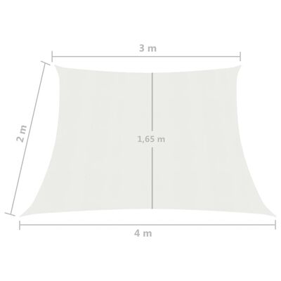 vidaXL Zonnezeil 160 g/m² 3/4x2 m HDPE wit
