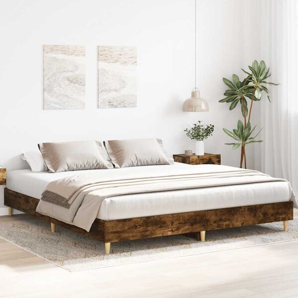 vidaXL Bedframe zonder matras hout gerookt eikenkleurig 160x200 cm