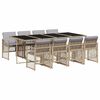 vidaXL 9-delige Tuinset met kussens poly rattan beige
