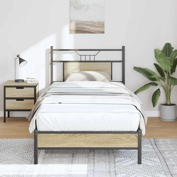 vidaXL Bedframe zonder matras hout sonoma eikenkleurig 90x190 cm