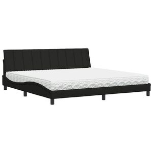 vidaXL Bed met matras "Hanko" stof zwart 200x200 cm