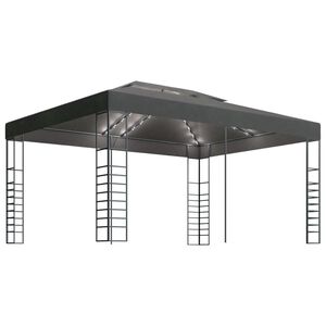 vidaXL Prieel met LED-lichtslinger 3x4 m antracietkleurig