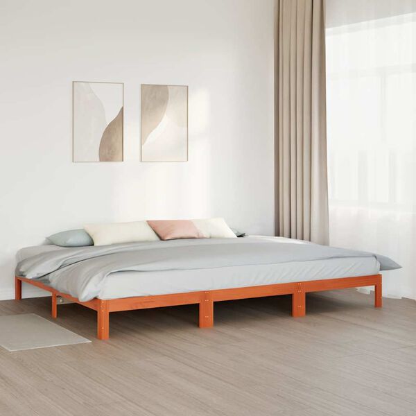 vidaXL Bedframe zonder matras 270x200 cm massief grenenhout wasbruin