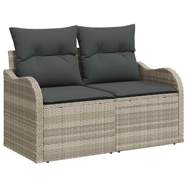 vidaXL Tuin Sofa Set met kussen 6 pcs Lichtgrijs Poly riet