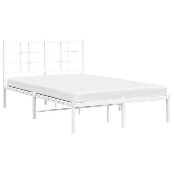 vidaXL Bedframe met hoofdbord metaal wit 120x190 cm